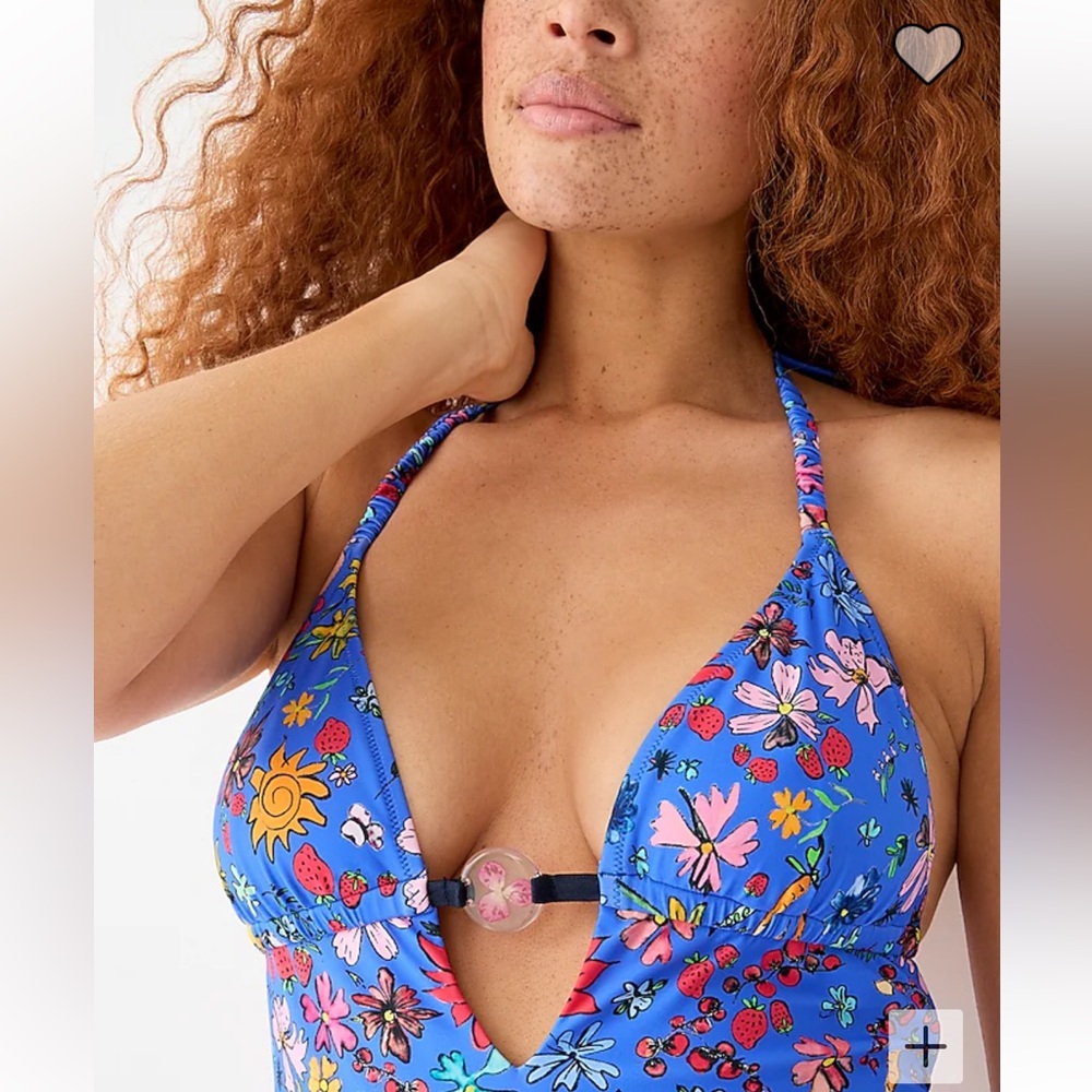 NEW J.Crew X Dauphinette Plunge One-Piece Floral Swimsuit 16 Long - Picture 3 of 5